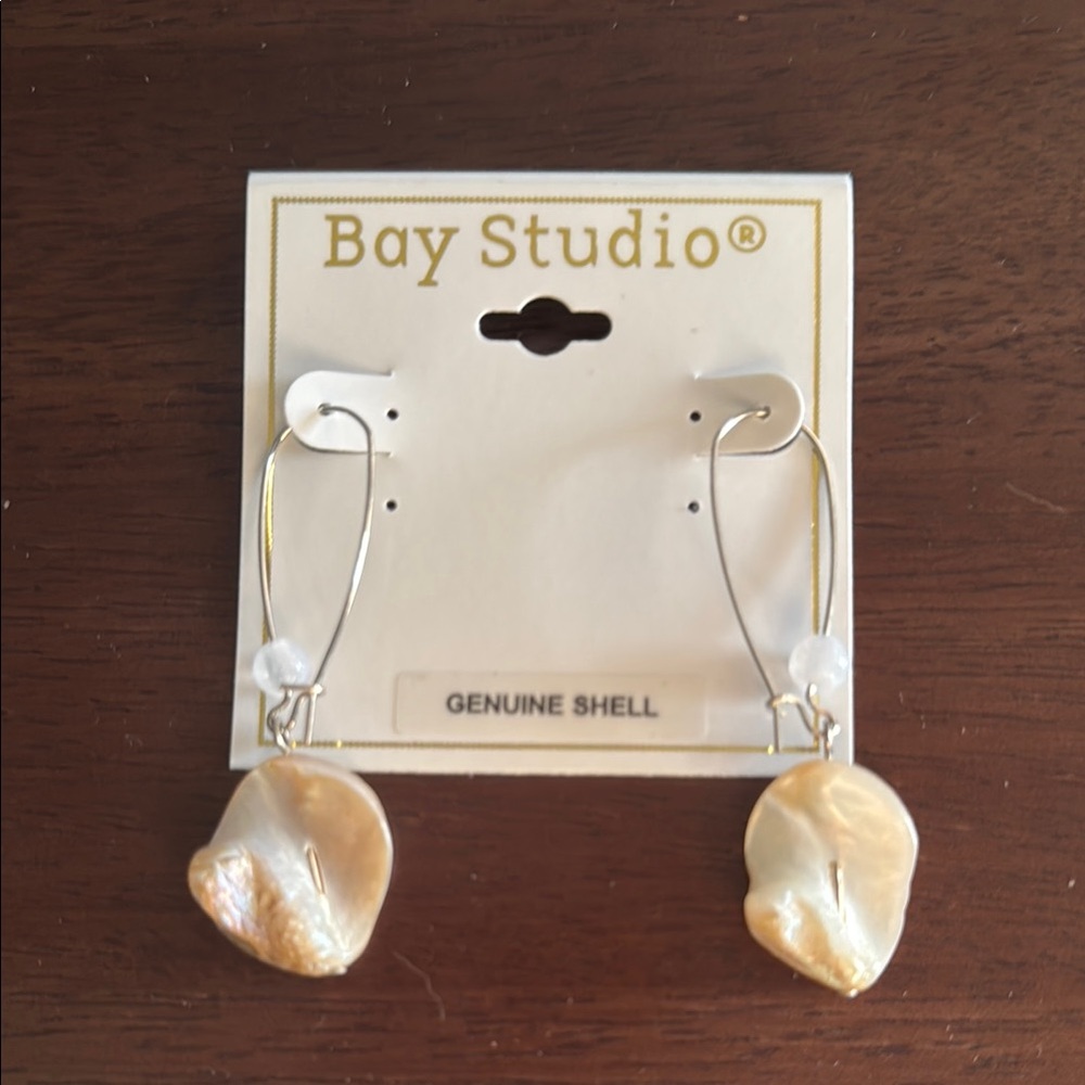 Bay Studio Gold and Cream Shell Earrings
